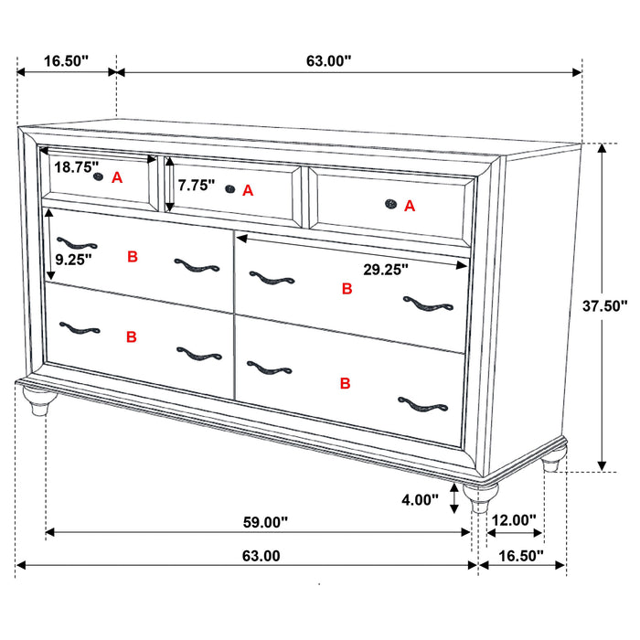 Coaster Barzini 7-drawer Dresser White Default Title