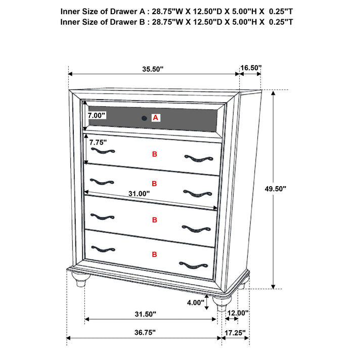 Coaster Barzini 5-drawer Chest White Default Title