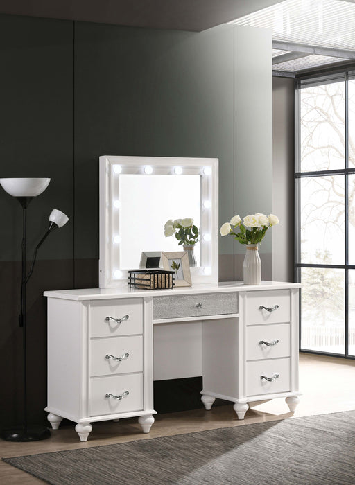 Coaster Barzini 7-drawer Vanity Desk with Lighted Mirror White Default Title