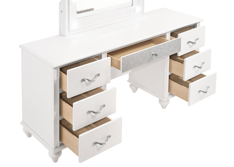 Coaster Barzini 7-drawer Vanity Desk with Lighted Mirror White Default Title