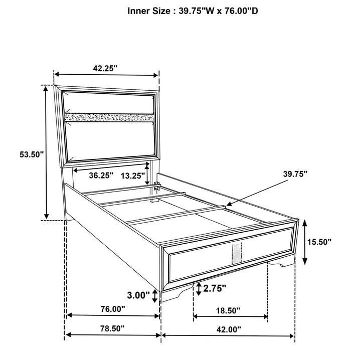 Miranda 55-inch Upholstered  Panel Bed Black