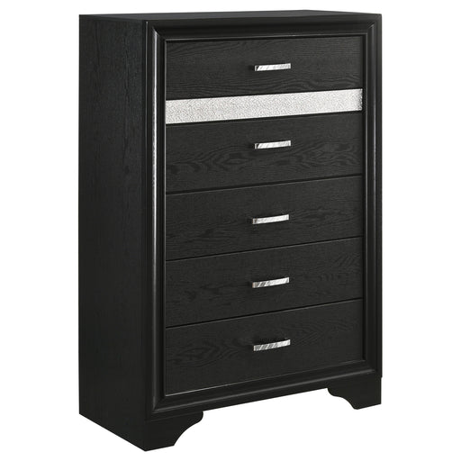 Coaster Miranda 5-drawer Chest Black and Rhinestone Default Title