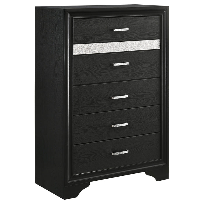 Coaster Miranda 5-drawer Chest Black and Rhinestone Default Title