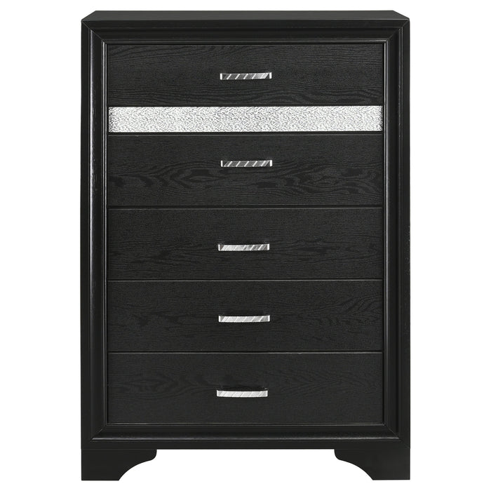 Coaster Miranda 5-drawer Chest Black and Rhinestone Default Title