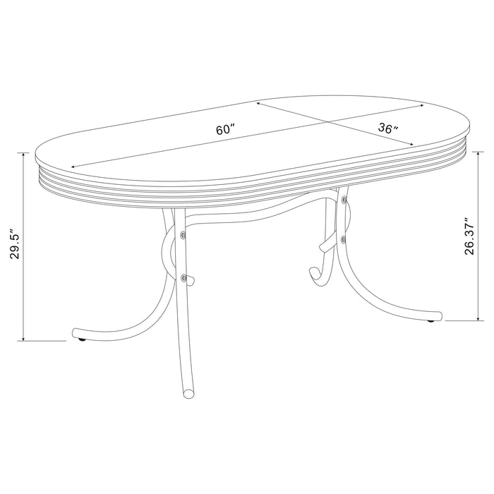 Coaster Retro Oval Dining Table Glossy White and Chrome Default Title