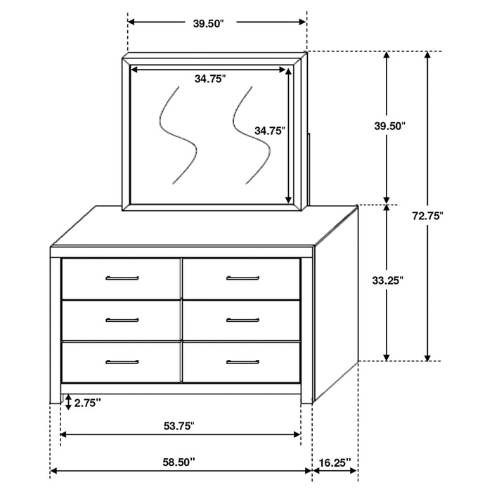 Coaster Brantford 6-drawer Dresser with Mirror Coastal White No Mirror