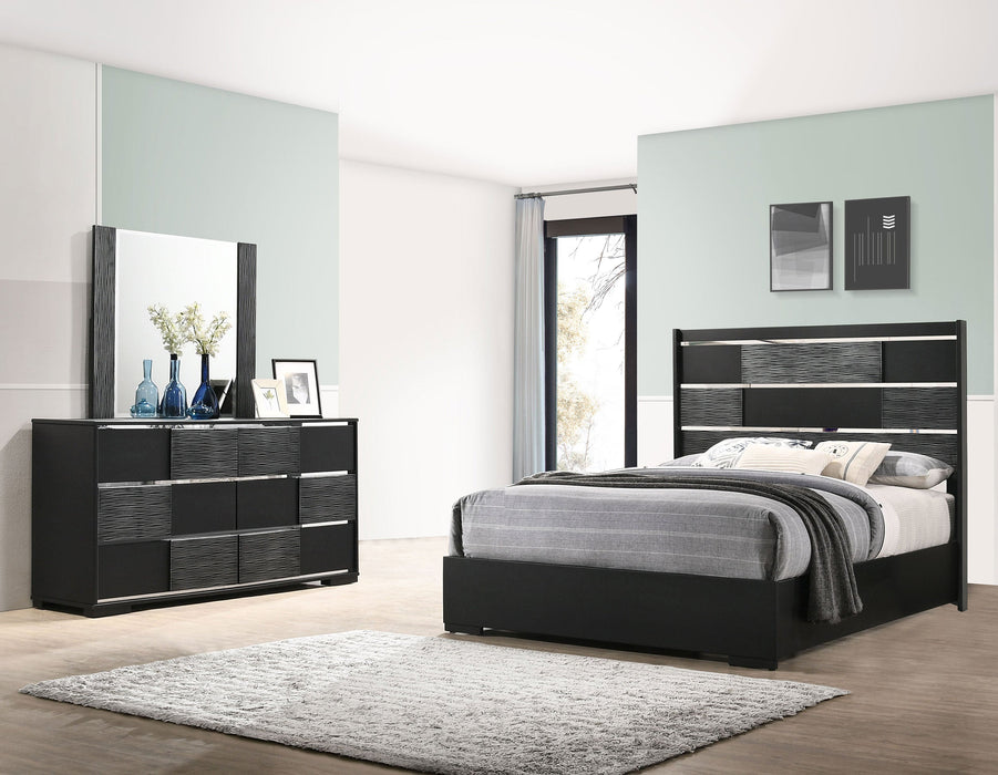 Coaster Blacktoft Panel Bedroom Set Black Eastern King Set of 4