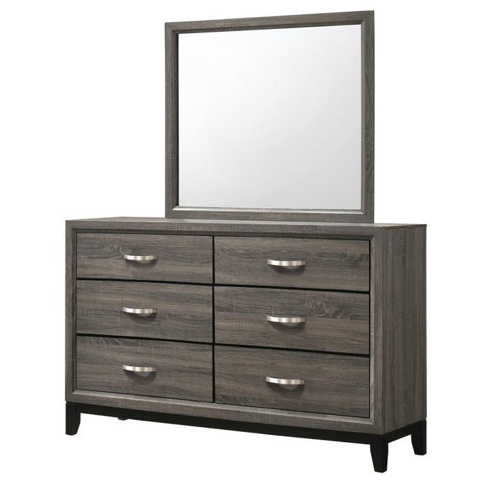 Watson 6-drawer Dresser with Mirror Grey Oak