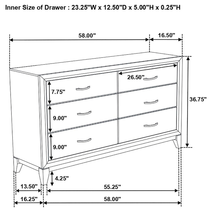 Coaster Watson 6-drawer Dresser Grey Oak and Black Default Title