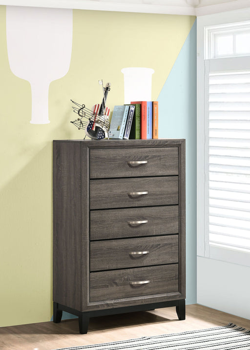 Coaster Watson 5-drawer Chest Grey Oak and Black Default Title