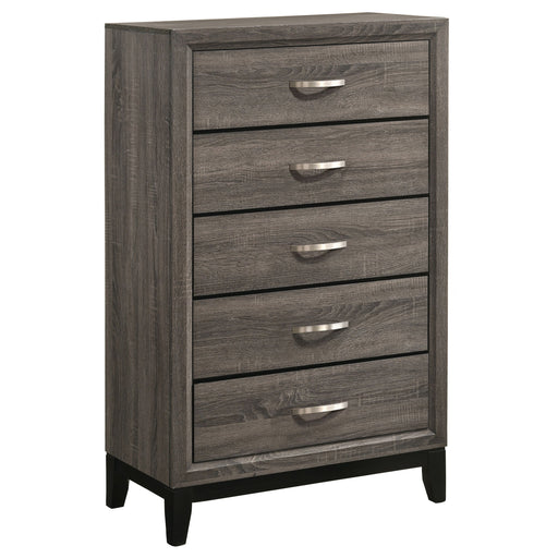 Coaster Watson 5-drawer Chest Grey Oak and Black Default Title