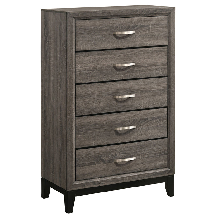 Coaster Watson 5-drawer Chest Grey Oak and Black Default Title