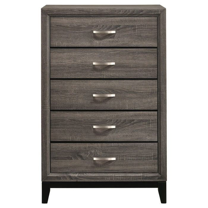 Coaster Watson 5-drawer Chest Grey Oak and Black Default Title