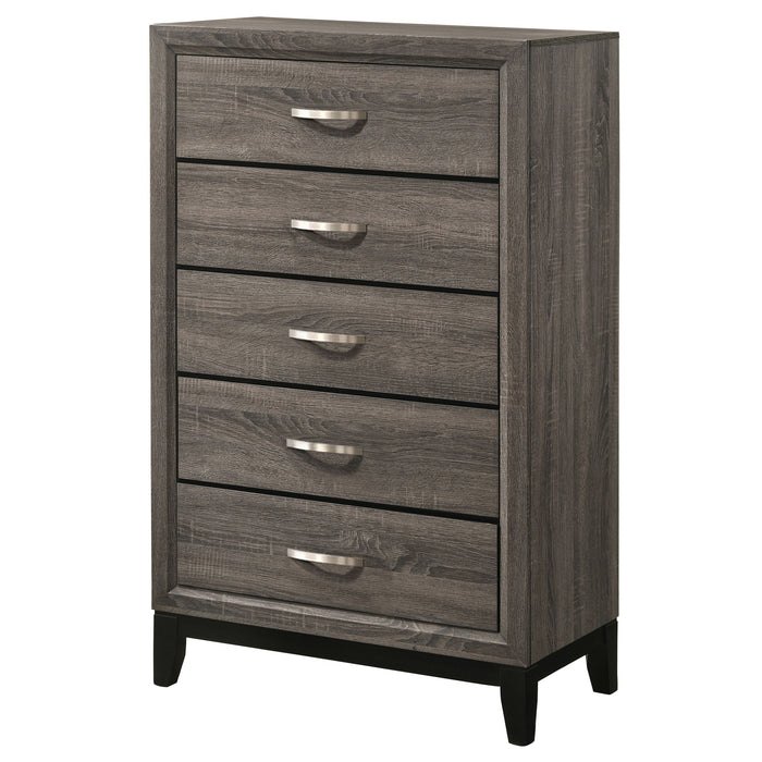 Coaster Watson 5-drawer Chest Grey Oak and Black Default Title