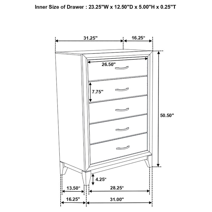 Coaster Watson 5-drawer Chest Grey Oak and Black Default Title