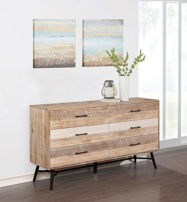 Marlow 6-drawer Dresser with Mirror Rough Sawn Multi