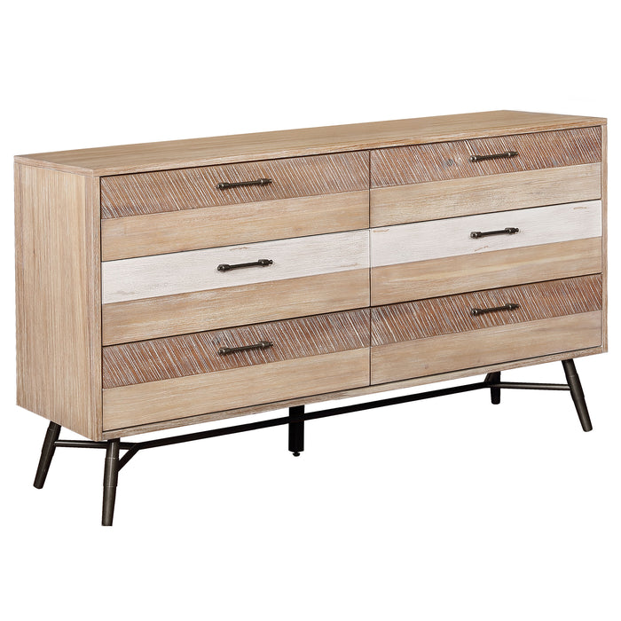 Marlow 6-drawer Dresser with Mirror Rough Sawn Multi