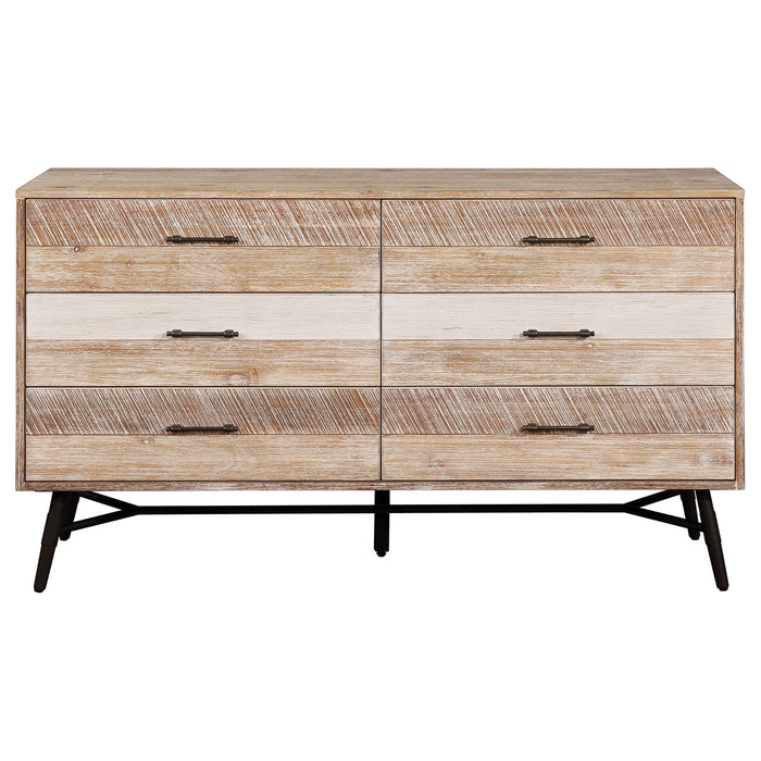 Marlow 6-drawer Dresser with Mirror Rough Sawn Multi