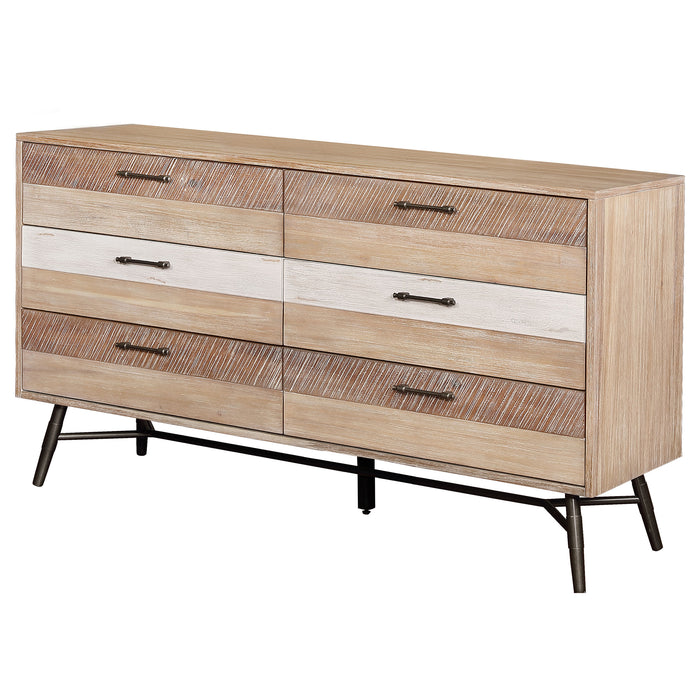 Marlow 6-drawer Dresser with Mirror Rough Sawn Multi