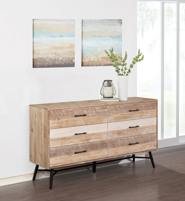 Coaster Marlow 6-drawer Dresser Rough Sawn Multi Default Title