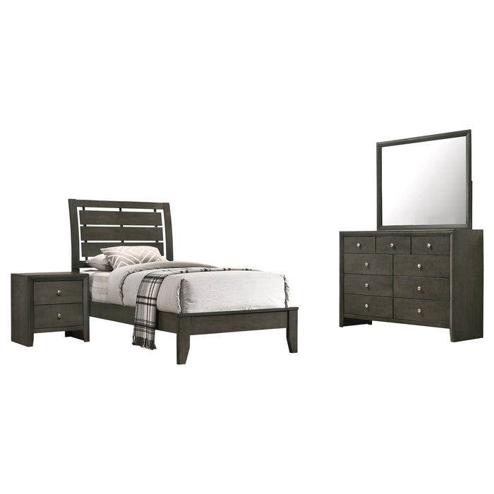 Coaster Serenity Sleigh Bedroom Set Mod Grey Twin Set of 4