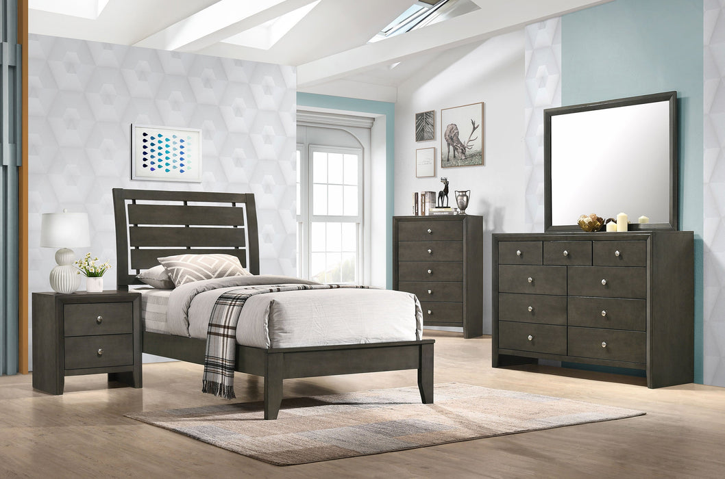 Coaster Serenity Sleigh Bedroom Set Mod Grey Twin Set of 5