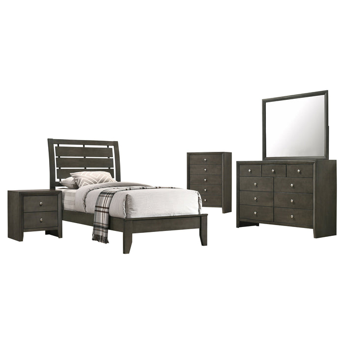 Coaster Serenity Sleigh Bedroom Set Mod Grey Twin Set of 5