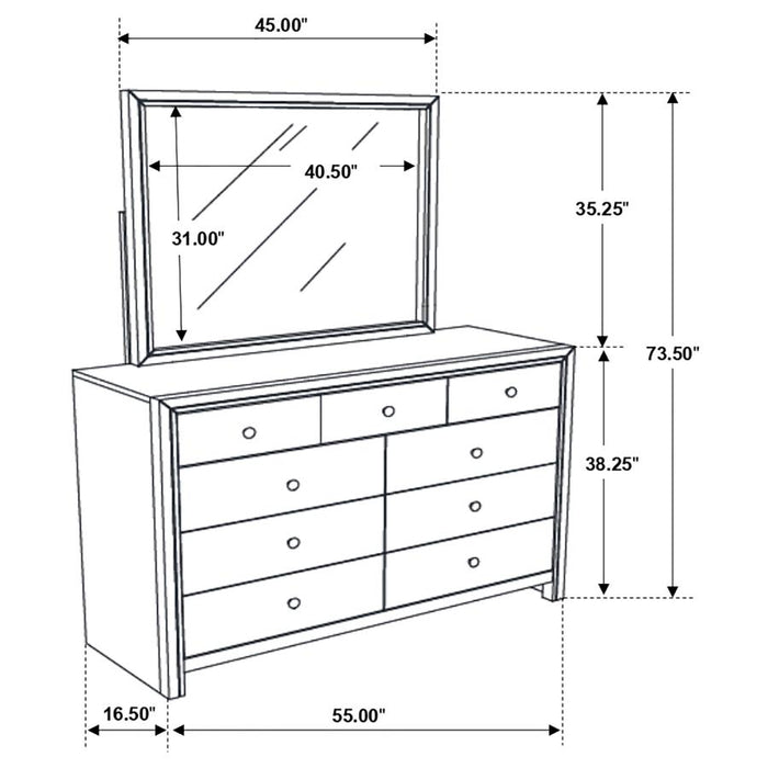 Serenity 9-drawer Dresser with Mirror Mod Grey