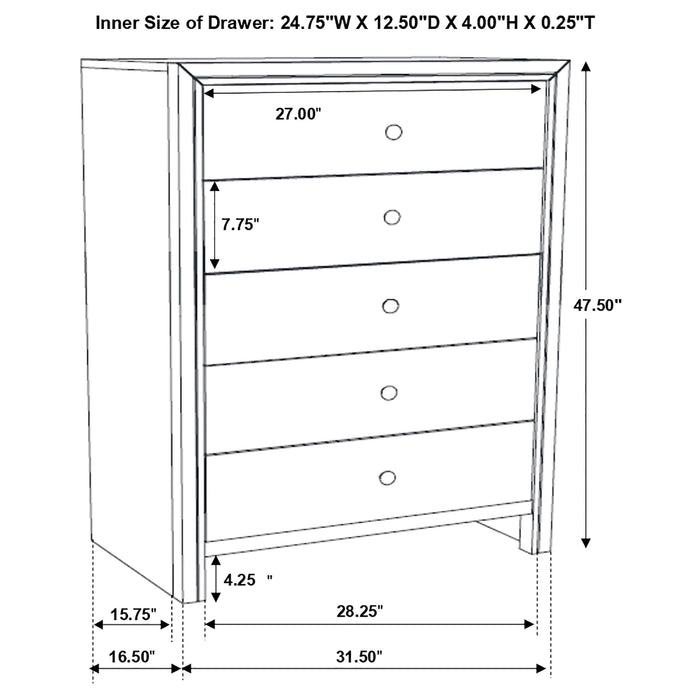 Coaster Serenity 5-drawer Chest Mod Grey Default Title