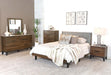 Coaster Mays Upholstered Platform Bed Walnut Brown and Grey King