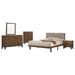 Coaster Mays Upholstered Bedroom Set Walnut Brown and Grey Queen Set of 5