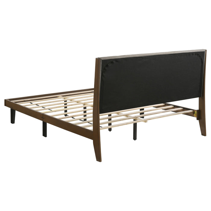 Coaster Mays Upholstered Platform Bed Walnut Brown and Grey King