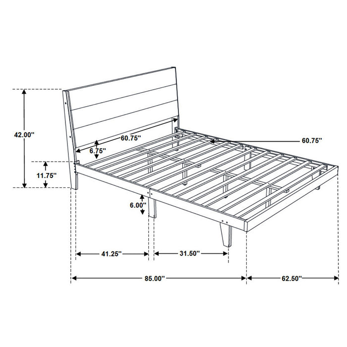 Coaster Mays Upholstered Platform Bed Walnut Brown and Grey King