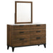 Coaster Mays 6-drawer Dresser with Mirror Walnut Brown with Faux Marble Top No Mirror