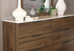 Coaster Mays 6-drawer Dresser with Mirror Walnut Brown with Faux Marble Top No Mirror