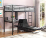 Coaster Jenner Twin Futon Workstation Loft Bed and Futon Pad Black Default Title