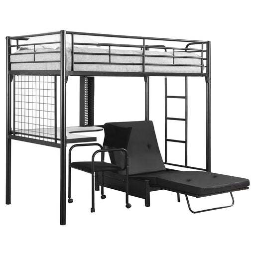 Coaster Jenner Twin Futon Workstation Loft Bed and Futon Pad Black Default Title