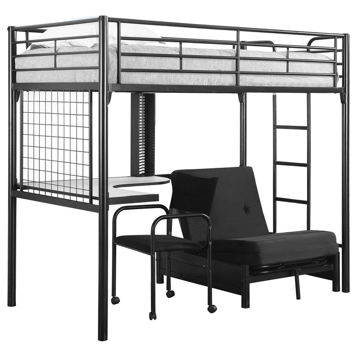 Coaster Jenner Twin Futon Workstation Loft Bed Black Default Title