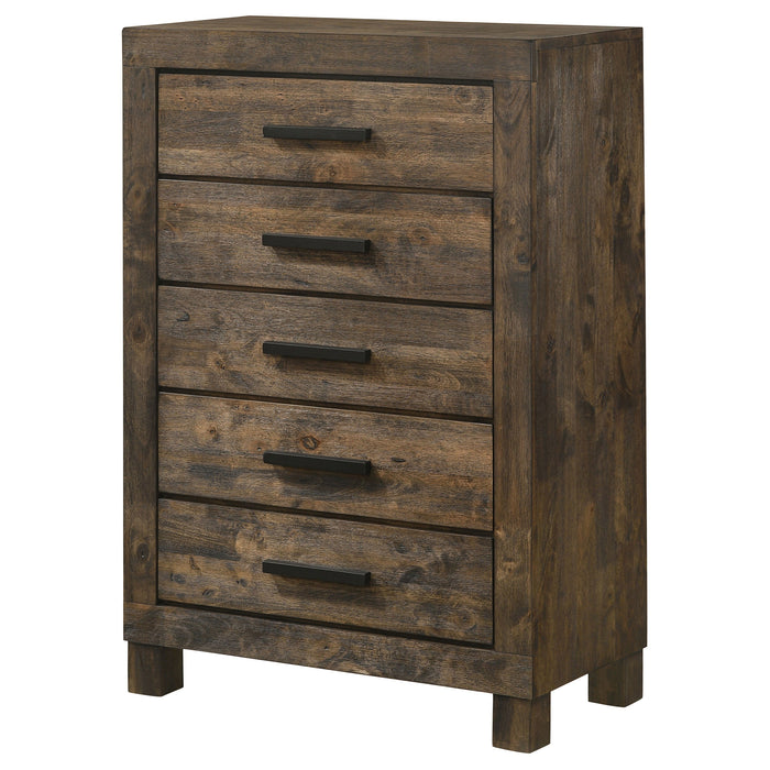 Coaster Woodmont 5-drawer Chest Rustic Golden Brown Default Title