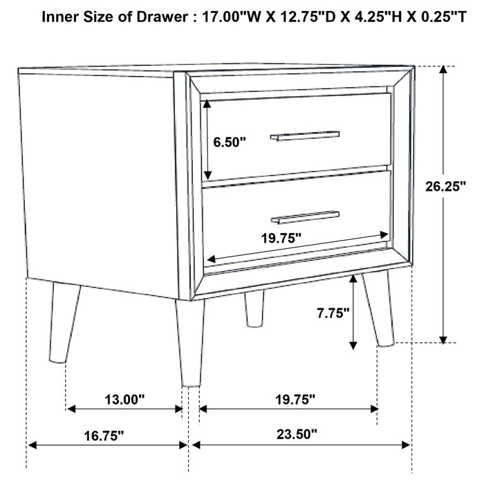 Coaster Ramon 2-drawer Nightstand Metallic Sterling Default Title