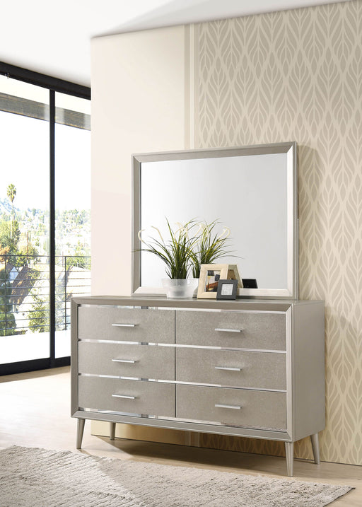 Coaster Ramon 6-drawer Dresser with Mirror Metallic Sterling With Mirror