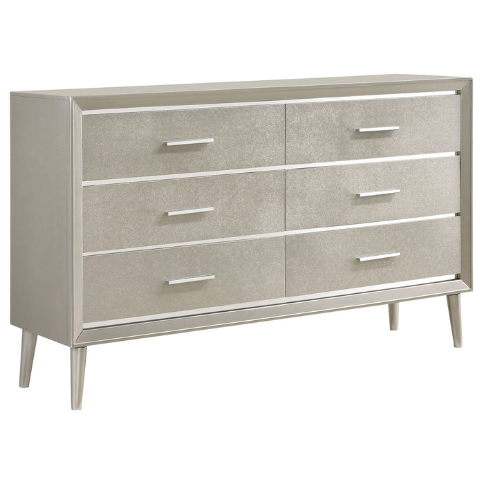 Coaster Ramon 6-drawer Dresser with Mirror Metallic Sterling No Mirror