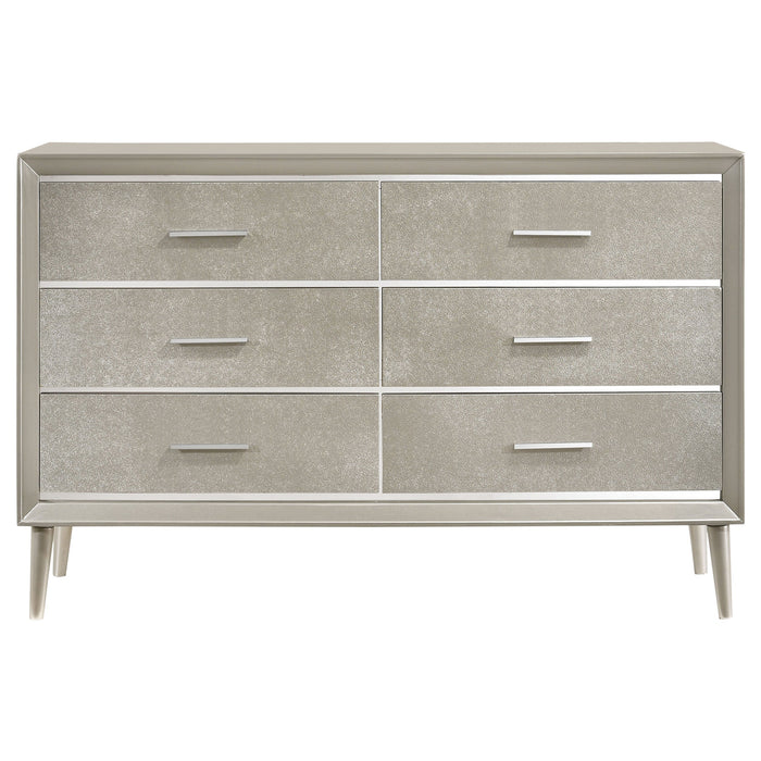 Coaster Ramon 6-drawer Dresser with Mirror Metallic Sterling No Mirror