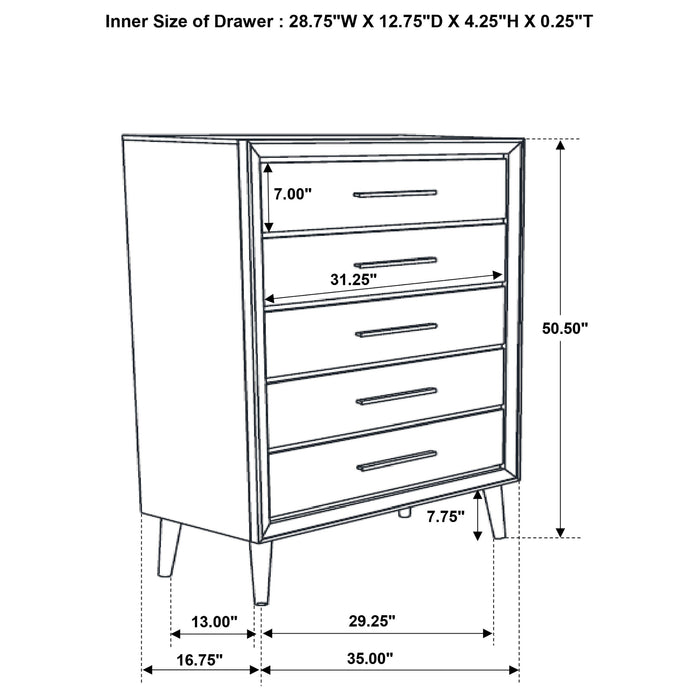 Coaster Ramon 5-drawer Chest Metallic Sterling Default Title