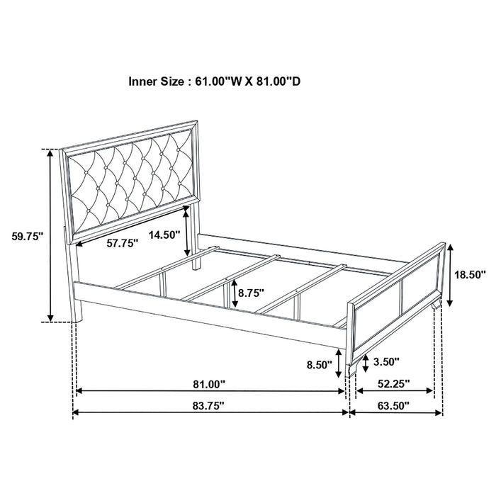 Coaster Salford Panel Bed Metallic Sterling and Charcoal Grey King