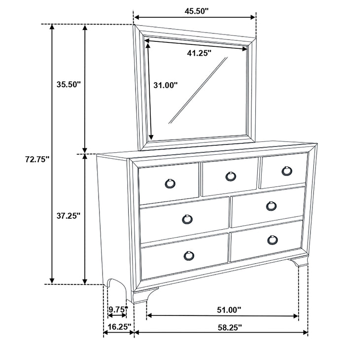 Coaster Salford 7-drawer Dresser with Mirror Metallic Sterling No Mirror