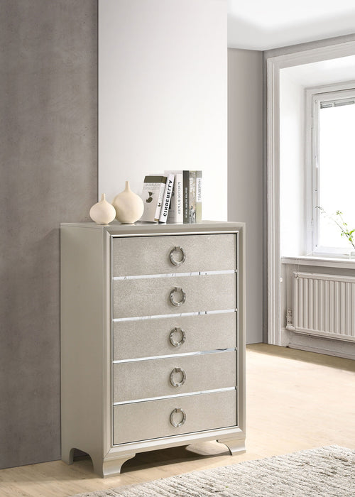 Coaster Salford 5-drawer Chest Metallic Sterling Default Title