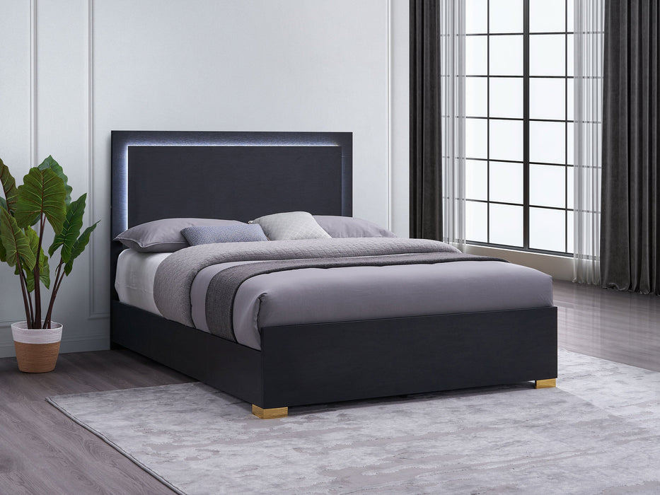 Coaster Marceline Bed with LED Headboard Black Twin