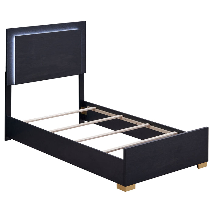 Coaster Marceline Bedroom Set with LED Headboard Black Twin Set of 5