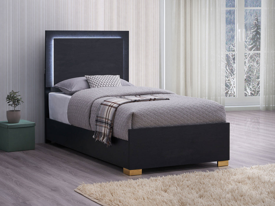 Coaster Marceline Bed with LED Headboard Black Twin